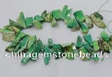 CAG9725 Top drilled 8*20mm - 12*40mm freeform grass agate beads