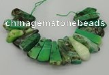 CAG9726 Top drilled 15*35mm - 18*40mm freeform grass agate beads