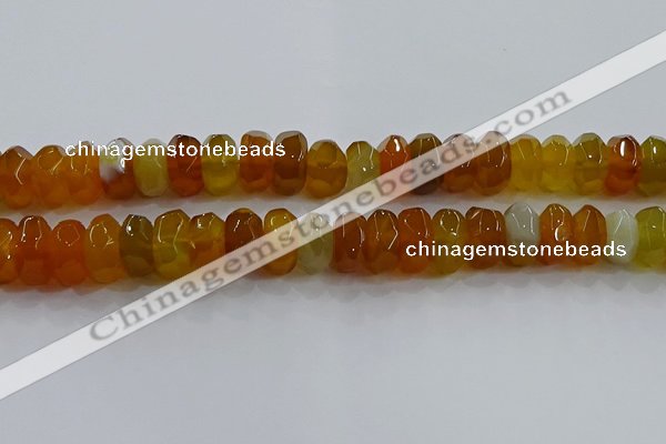 CAG9762 15.5 inches 8*16mm faceted rondelle agate gemstone beads