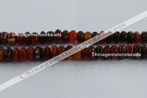 CAG9766 15.5 inches 8*16mm faceted rondelle agate gemstone beads