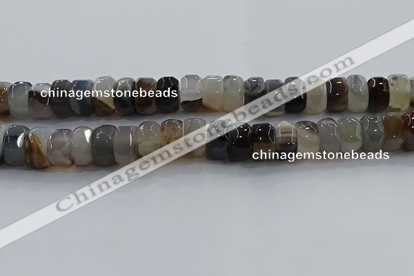 CAG9775 15.5 inches 8*16mm faceted rondelle agate gemstone beads