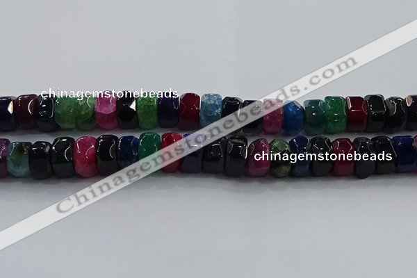 CAG9788 15.5 inches 8*16mm faceted rondelle agate gemstone beads