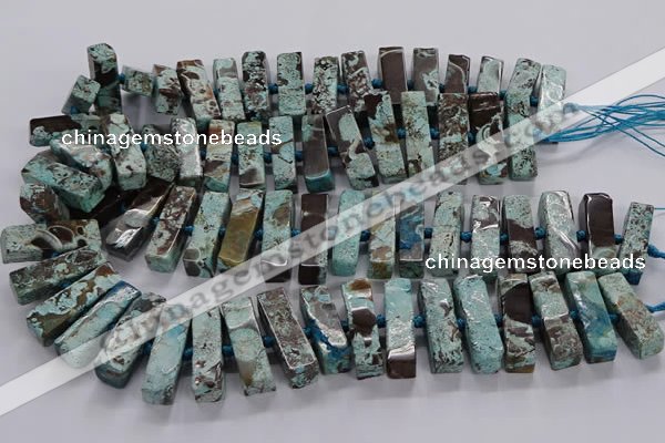 CAG9798 15.5 inches 9*25mm - 10*35mm cuboid ocean agate beads