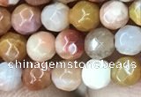 CAG9810 15.5 inches 4mm faceted round wood agate beads wholesale