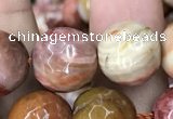 CAG9814 15.5 inches 12mm faceted round wood agate beads