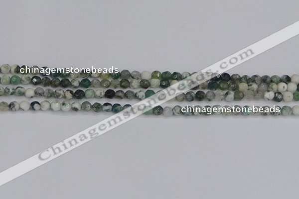 CAG9823 15.5 inches 4mm faceted round moss agate beads