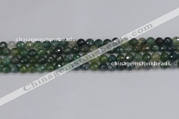 CAG9824 15.5 inches 6mm faceted round moss agate beads