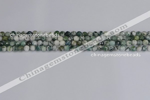 CAG9837 15.5 inches 4mm faceted round tree agate beads