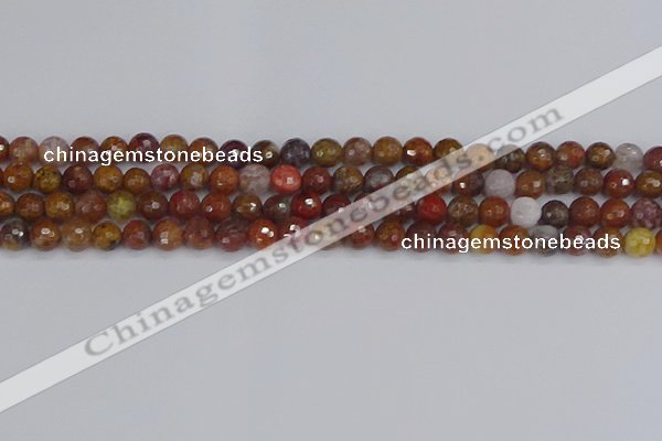 CAG9845 15.5 inches 4mm faceted round red moss agate beads