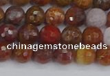 CAG9846 15.5 inches 6mm faceted round red moss agate beads