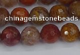 CAG9847 15.5 inches 8mm faceted round red moss agate beads