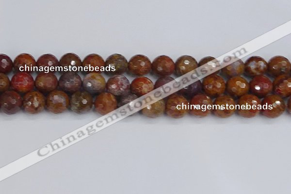 CAG9849 15.5 inches 12mm faceted round red moss agate beads