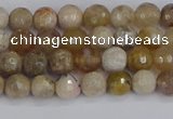 CAG9852 15.5 inches 4mm faceted round ocean fossil agate beads