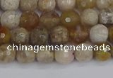 CAG9853 15.5 inches 6mm faceted round ocean fossil agate beads