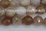 CAG9854 15.5 inches 8mm faceted round ocean fossil agate beads