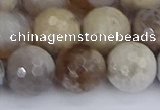 CAG9856 15.5 inches 12mm faceted round ocean fossil agate beads