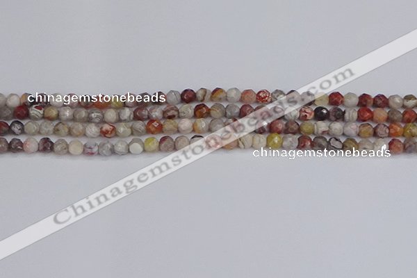 CAG9860 15.5 inches 4mm faceted round Mexican crazy lace agate beads