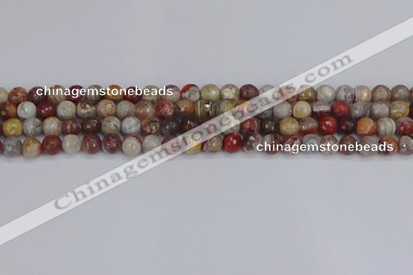 CAG9861 15.5 inches 6mm faceted round Mexican crazy lace agate beads