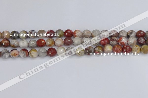 CAG9862 15.5 inches 8mm faceted round Mexican crazy lace agate beads