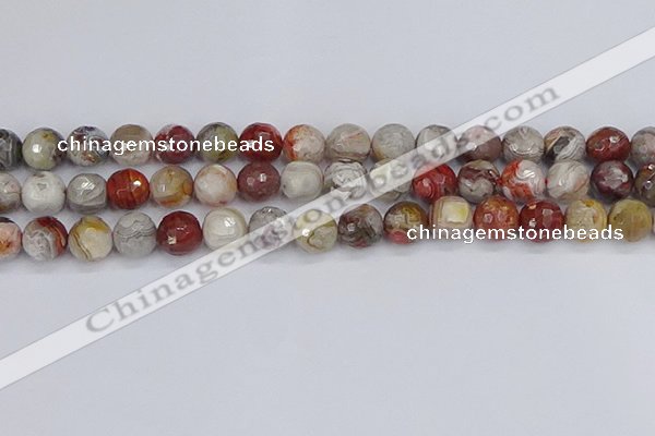 CAG9863 15.5 inches 10mm faceted round Mexican crazy lace agate beads