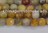 CAG9868 15.5 inches 4mm faceted round yellow crazy lace agate beads