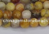 CAG9869 15.5 inches 6mm faceted round yellow crazy lace agate beads