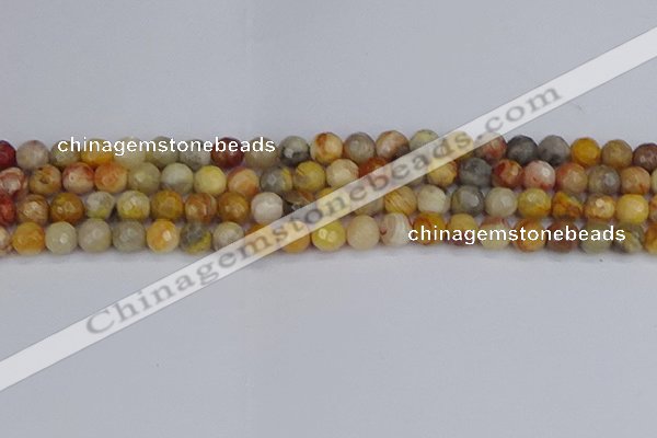 CAG9869 15.5 inches 6mm faceted round yellow crazy lace agate beads