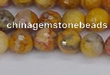 CAG9870 15.5 inches 8mm faceted round yellow crazy lace agate beads