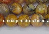 CAG9871 15.5 inches 10mm faceted round yellow crazy lace agate beads