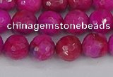 CAG9877 15.5 inches 8mm faceted round fuchsia crazy lace agate beads