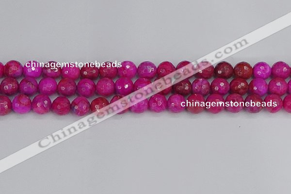 CAG9878 15.5 inches 10mm faceted round fuchsia crazy lace agate beads