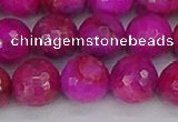 CAG9879 15.5 inches 12mm faceted round fuchsia crazy lace agate beads