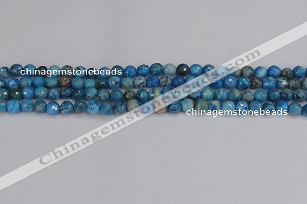 CAG9882 15.5 inches 4mm faceted round blue crazy lace agate beads