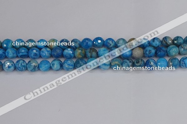 CAG9884 15.5 inches 8mm faceted round blue crazy lace agate beads