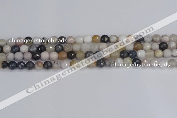 CAG9897 15.5 inches 6mm faceted round parrel dendrite agate beads