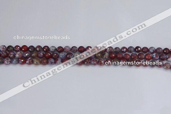 CAG9903 15.5 inches 4mm faceted round red lightning agate beads