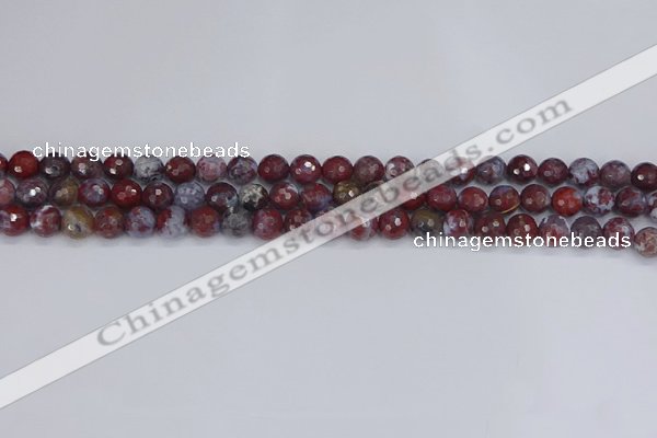 CAG9904 15.5 inches 6mm faceted round red lightning agate beads