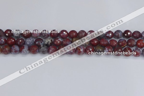 CAG9905 15.5 inches 8mm faceted round red lightning agate beads