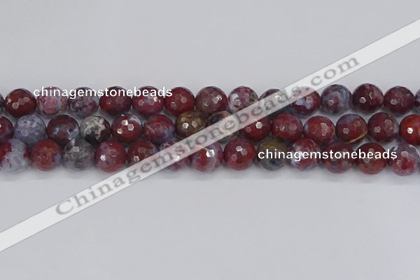 CAG9907 15.5 inches 12mm faceted round red lightning agate beads