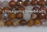 CAG9910 15.5 inches 4mm faceted round red moss agate beads