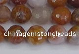 CAG9913 15.5 inches 10mm faceted round red moss agate beads