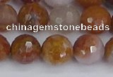 CAG9914 15.5 inches 12mm faceted round red moss agate beads