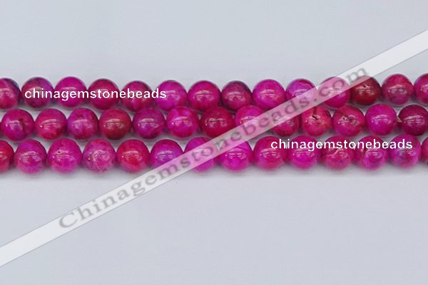 CAG9928 15.5 inches 12mm round fuchsia crazy lace agate beads