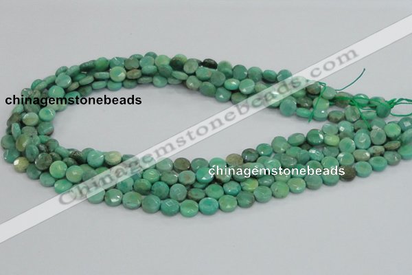 CAG993 15.5 inches 10mm faceted coin green grass agate gemstone beads