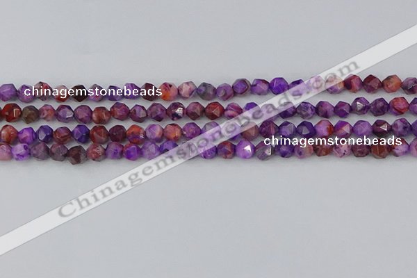 CAG9945 15.5 inches 6mm faceted nuggets purple crazy lace agate beads