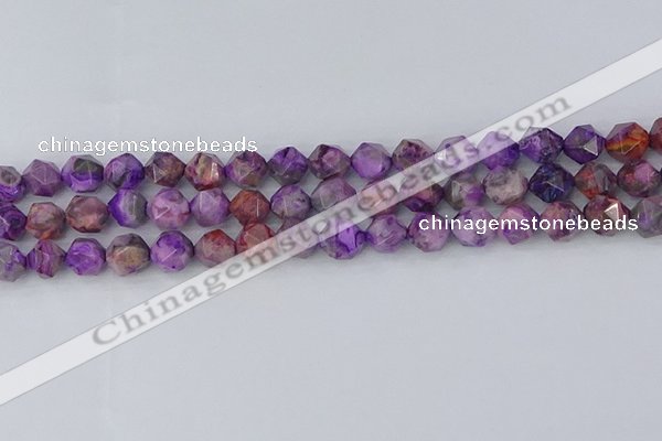 CAG9946 15.5 inches 8mm faceted nuggets purple crazy lace agate beads