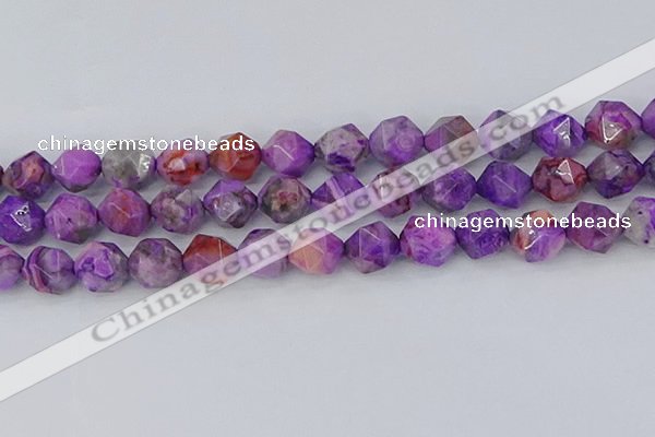 CAG9948 15.5 inches 12mm faceted nuggets purple crazy lace agate beads