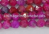 CAG9951 15.5 inches 6mm faceted nuggets fuchsia crazy lace agate beads