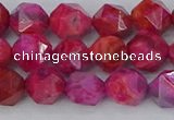 CAG9952 15.5 inches 8mm faceted nuggets fuchsia crazy lace agate beads