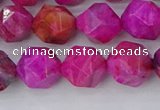 CAG9953 15.5 inches 10mm faceted nuggets fuchsia crazy lace agate beads